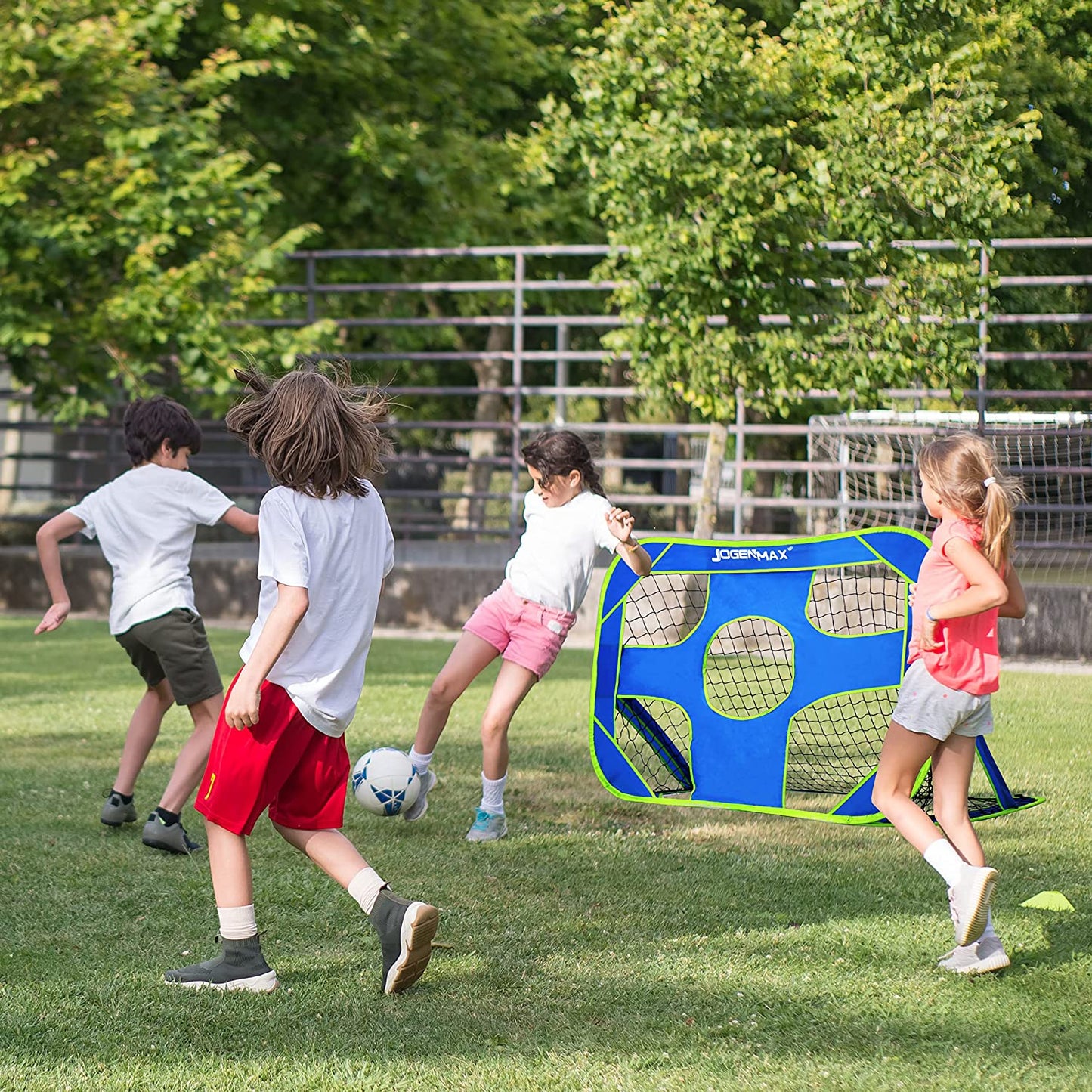 JOGENMAX Kids Soccer Goal- 2 in 1 Portable Pop Up Soccer Goals Nets for Backyard,Target Soccer net Shooting Training Equipment for Kids.