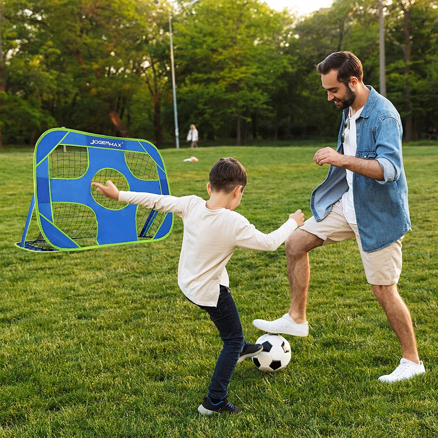 JOGENMAX Kids Soccer Goal- 2 in 1 Portable Pop Up Soccer Goals Nets for Backyard,Target Soccer net Shooting Training Equipment for Kids.